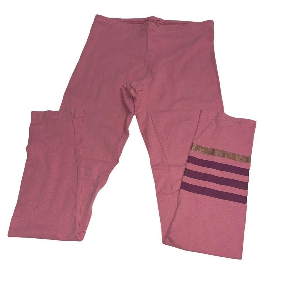 4/$25 - Old Navy‎ Pink Leggings w/ Dark Pink & Gold Stripes on Leg - L (10-12)